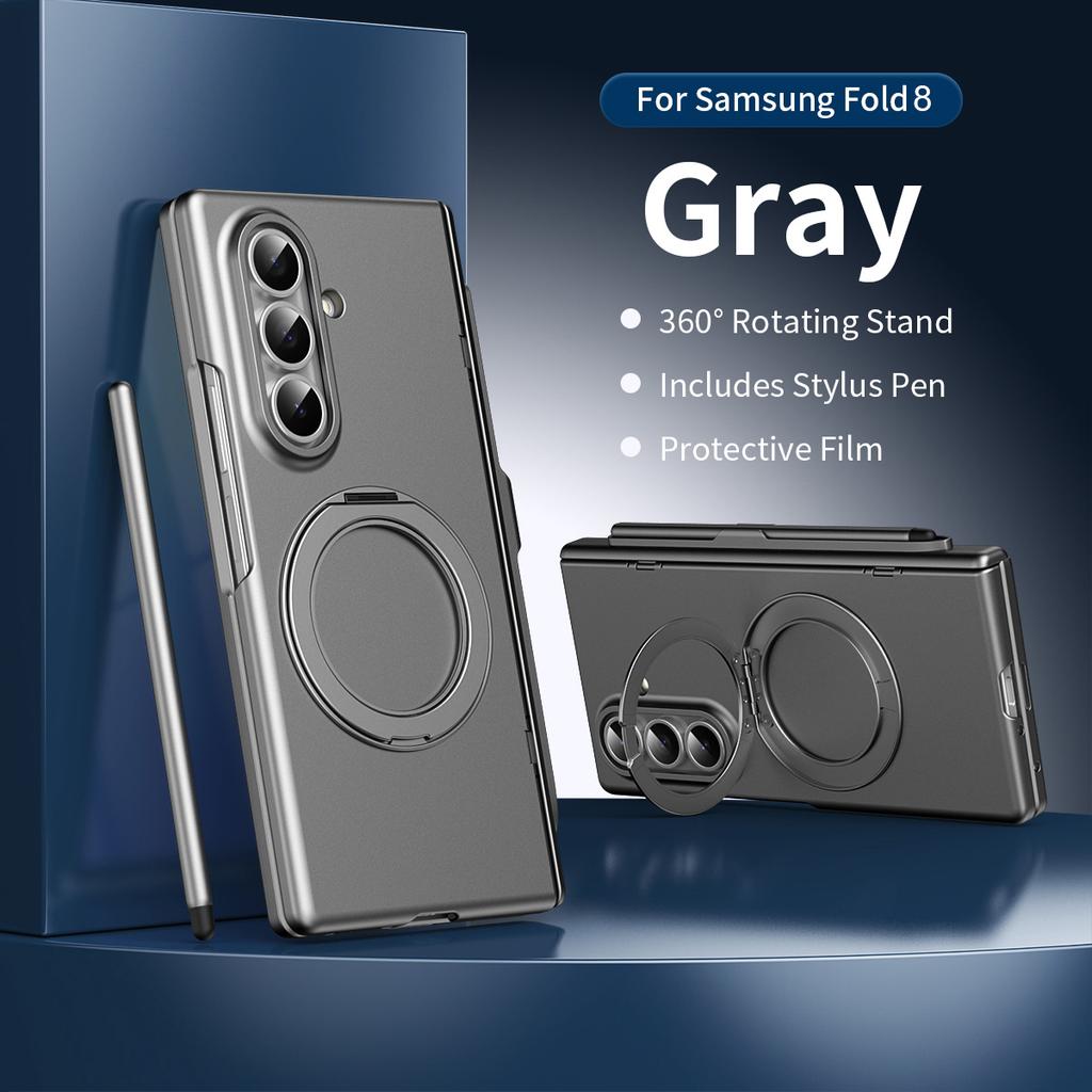360 Rotating Magnetic Stand Hinge Protect Case for Samsung Galaxy Z Fold 8 7 6 5 4 3 Pen & Tempered Glass Screen Charging Cover