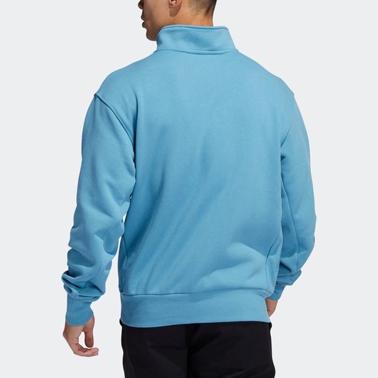 Adidas Originals Trefoil Zip Sweatshirt, Men Logo Print Casual Blue Tops GL9943