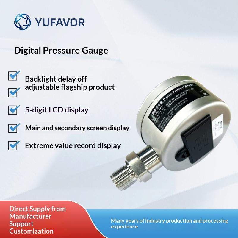 G1/1 Thread Digital Pressure Gauge, High Precision 1-Digit Display Powered Manometer for Water Air Oil Pressure 81mm Dial