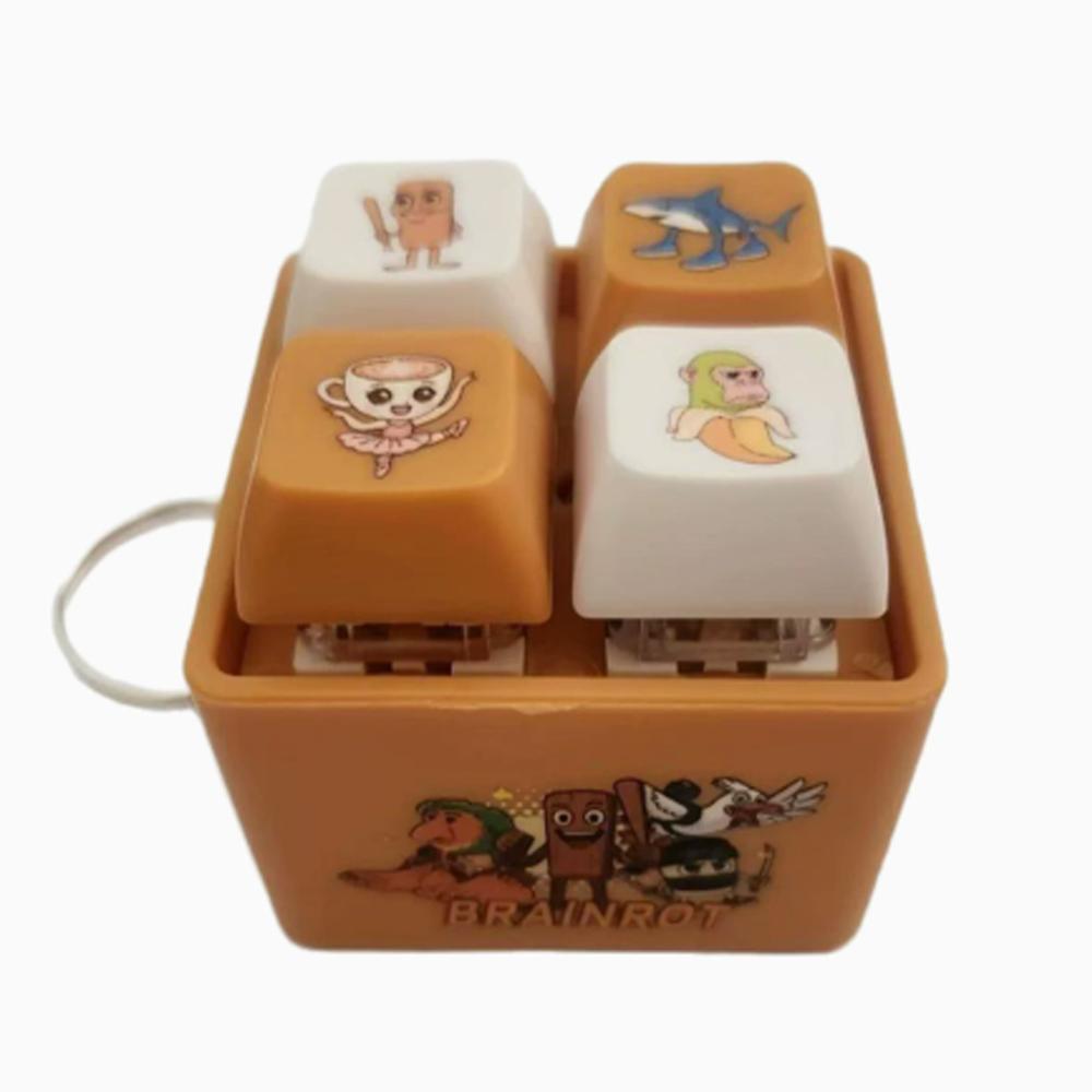 

Tralalala Wooden Man Keychain, 4-Button Fidget Clicker Toy, Cute Meme Anime Inspired Accessory, Fun Gift Present for Friends Fans