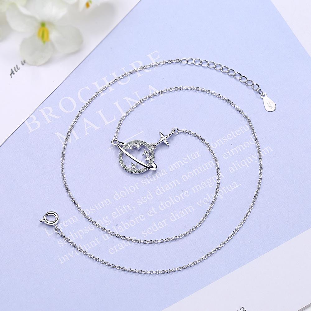 Planet Necklace Female Tide Simple Temperament Short Collarbone Chain Cold Wind Pendant Necklace Valentine's Day Gifts Romantic Accessories