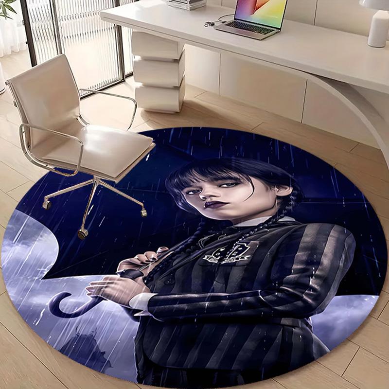 1pc Addams Family Wednesday3 Design Printed Area Round Carpet for Bedroom Living Room Home Decor Rugs Mat Non Slip Mat Rug for Bedside