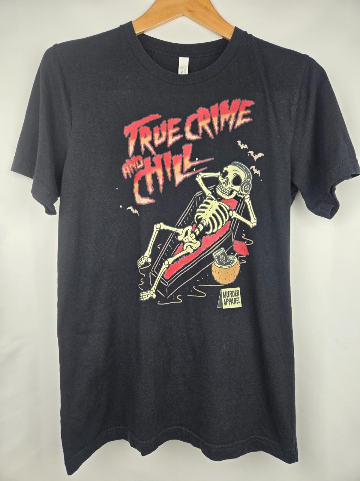 True Crime and Chill Grim Reaper Skeleton Men s T-shirt Medium Gothic S разноцветный