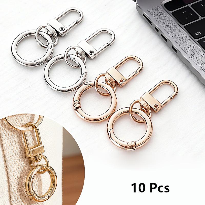 Yogodlns 10pcs Zinc-Alloy Keychain Hook with Key Ring Bag Clip Hook with Spring Ring for Lanyard Making DIY Crafts Keychain