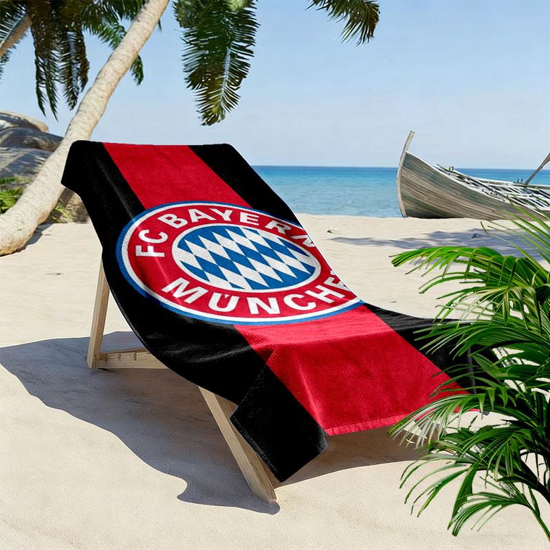 FC Bayern Munchen Print Beach Towel, Large Soft Quick Dry Towel for Beach Camping Swimming