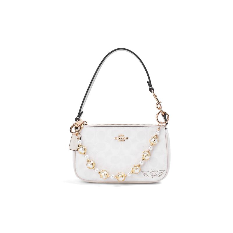 

COACH handbag [Customized bag] Nolita Pearl Wing Mengying Yiduo Pearl Decoration Wing Pattern Trendy Fashion Pearl Wing Mengying Pink Gift Box Model золотий