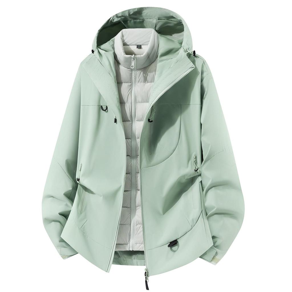 New A/W Unisex 3-in-1 Shell Jacket with Detachable Down Liner - Windproof & Waterproof for Outdoor Adventures