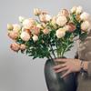 Artificial Flower 5-head Charred Edge Rose, Retro Silk Flower, Home and Wedding Decoration, Artificial Flower Dried Flower Bouquet