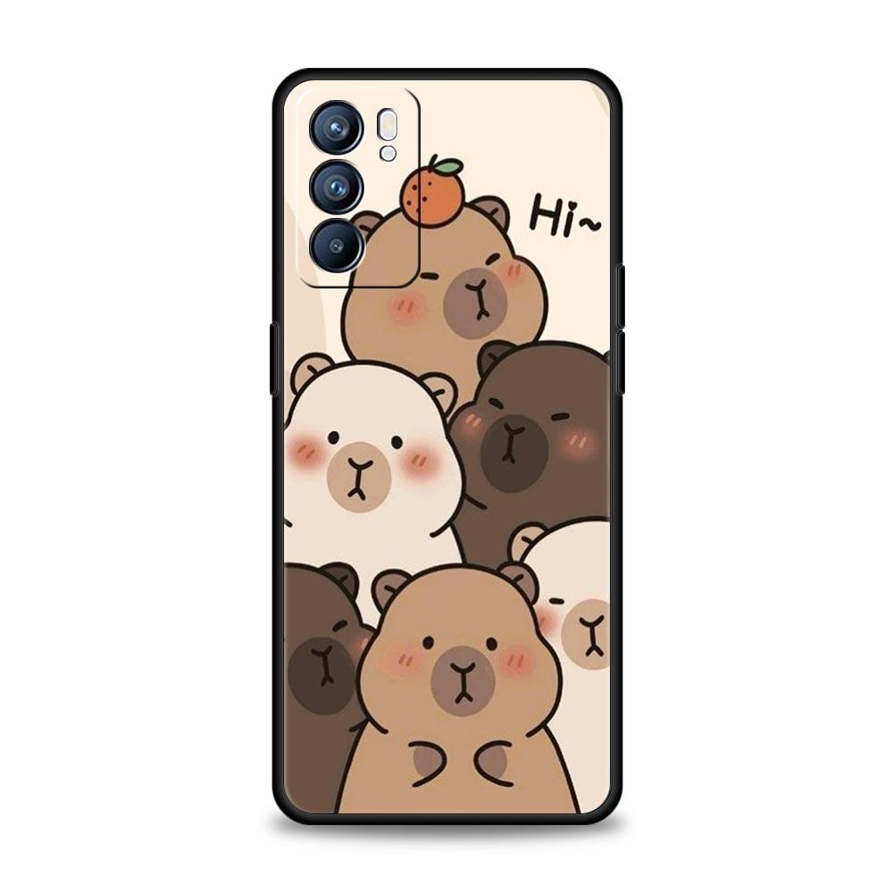 Anime Capybara Porpoise Phone Case For Oppo Reno13 Reno12 Reno11 F Reno10 Pro A54 5G Find X5 A53 A52 A9 A17 4G A79 A80 A98 Cover
