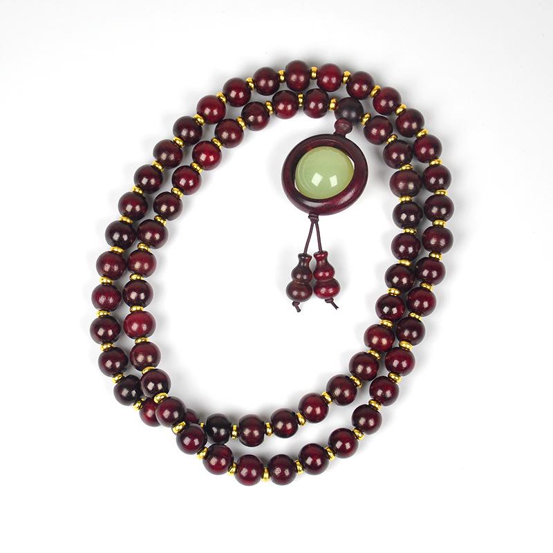 

Ancient Style Luminous Black Pear Wood Bead Bracelet for Men & Women - Buddhist Prayer Accessory Necklace Size