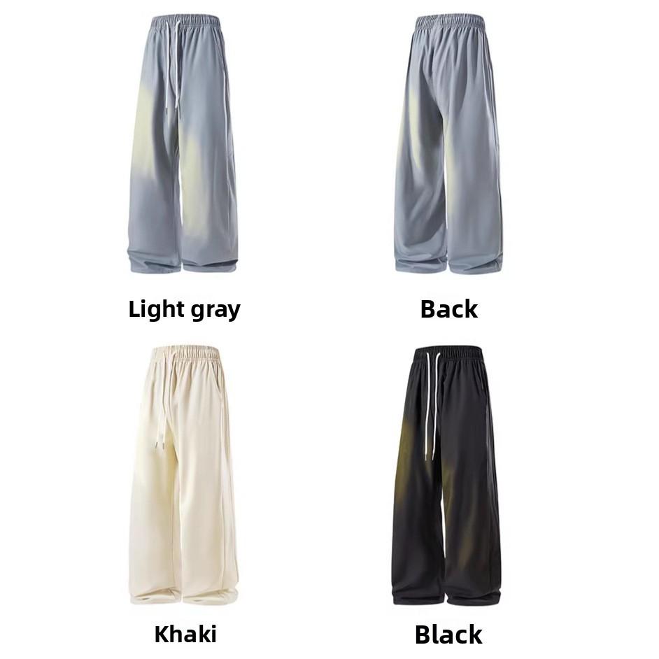 Casual Pants Men Summer Breathable Ice Silk Sports Trousers With Drawstring For Youth Activewear