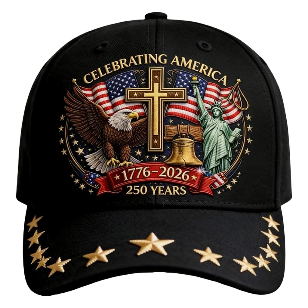 1776-2026 American Flag Print Hat Baseball Cap Patriotic Outdoor Washed Cotton Eagle Quick Dry Breathable Adjustable Cap for Men