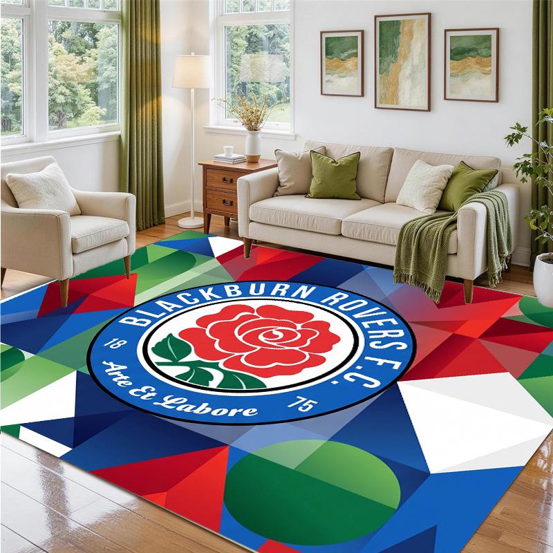 Blackburn Rovers Football Design Crystal Velvet Rug Soft Decorative Mat for Bedroom Entrance