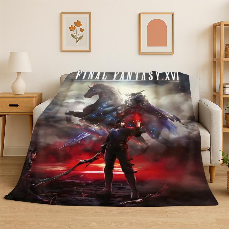 Cloud Tifa Final Fantasy Games Sephiroth Flannel Blanket Soft Warm Throw Blanket for Bedroom Living Room Bed Travel Picnic Gift
