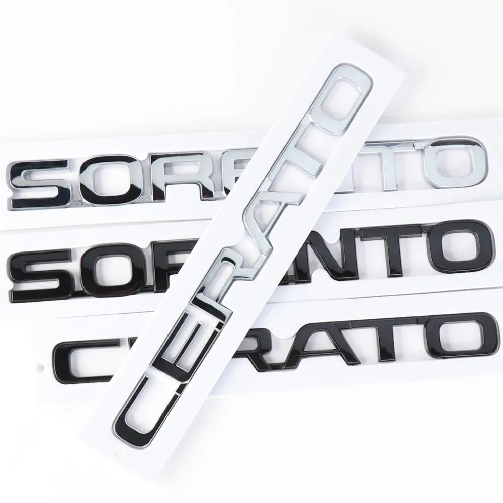 TQCX7 3D ABS SORENTO CERATO Letter Badge Car Tail Emblem Trunk Decoration Sticker for Kia Sportage Rio Soul Optima Ceed Forte Picanto