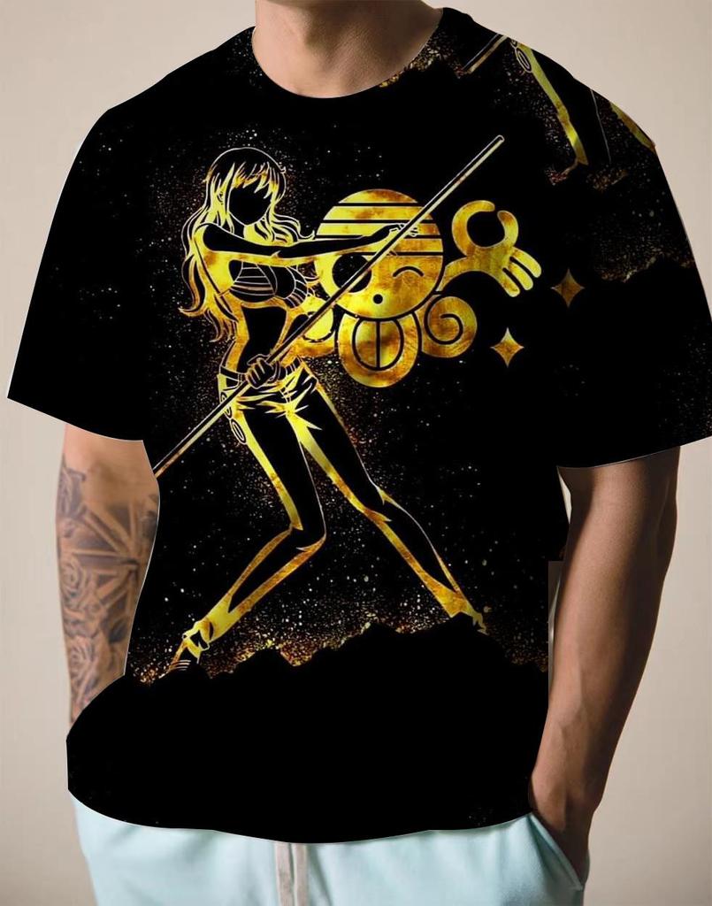 Fashion Men's One Piece Luffy Casual Loose T-Shirt Clothes Large Size 6XL 2022 Summer New Digital Printing Short Sleeves