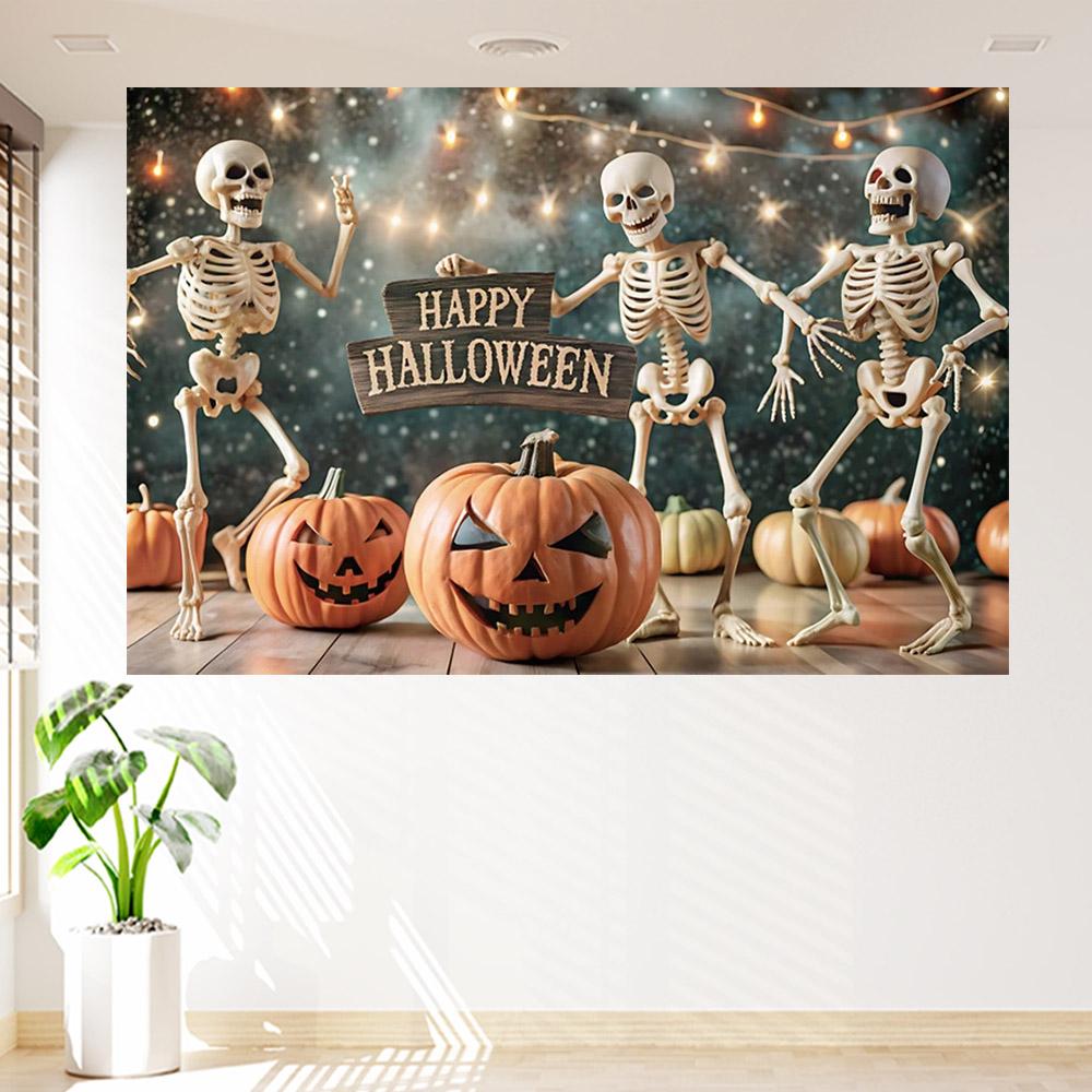 Halloween Zombie Backdrop Full Moon Night Graveyard Bat Skeleton Photography Background Kids Scary Party Decoration Photo Booth