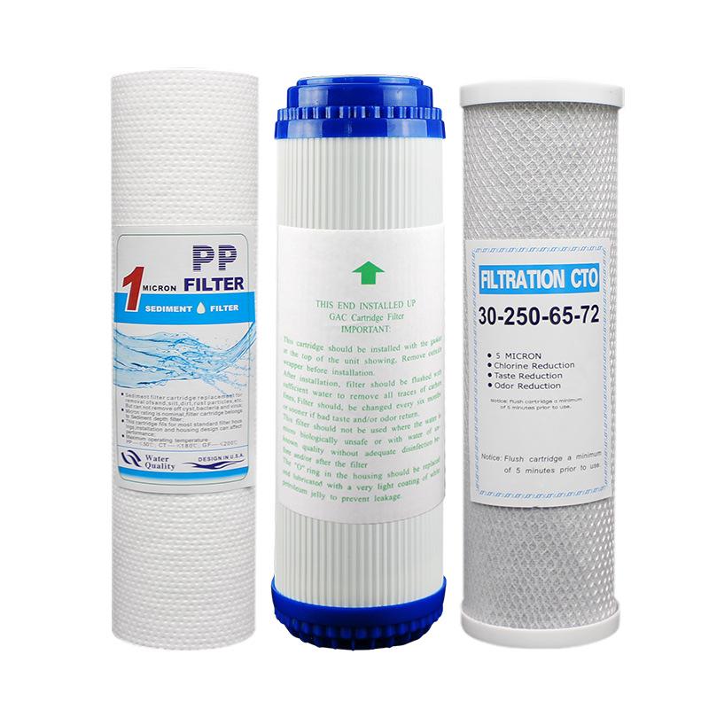10-Inch Universal Water Purifier Cartridge Set: PP Cotton & Activated Carbon Filters for First Three Stages