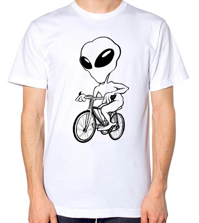 Alien Riding A Bike T-Shirt S