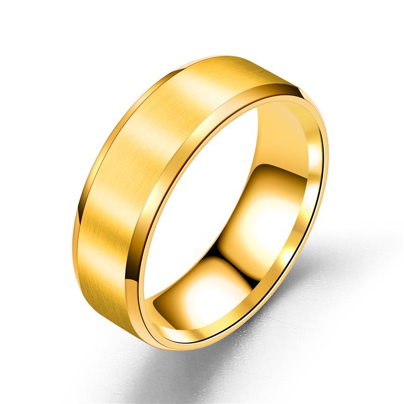 European Simple Matte 8MM Double Beveled Titanium Steel Ring - Polished for Laser Engraving