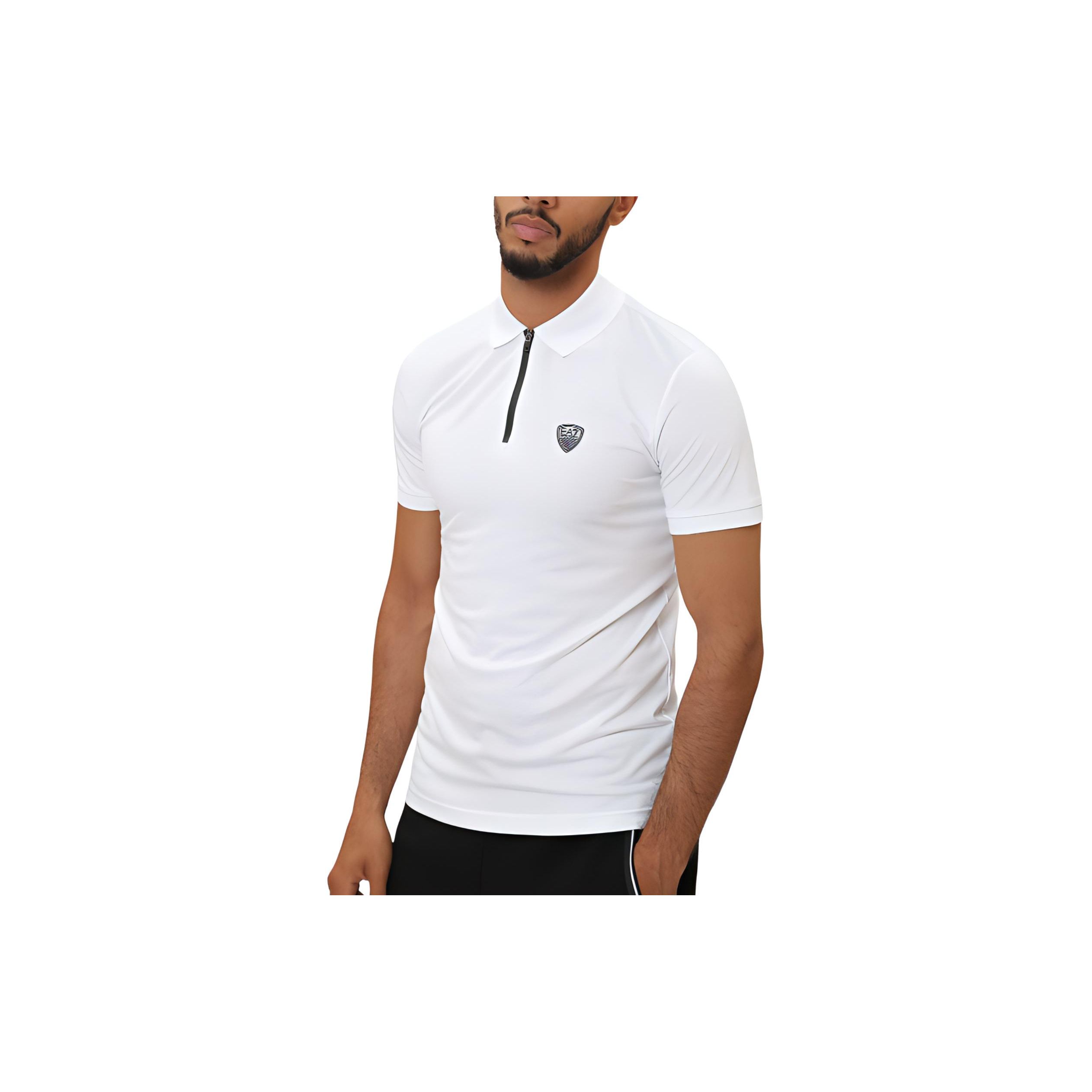 Emporio Armani EA7 Logo Letter Embroidered Polo Shirt Men tops White 8NPF13-PJRGZ-1100 XXL