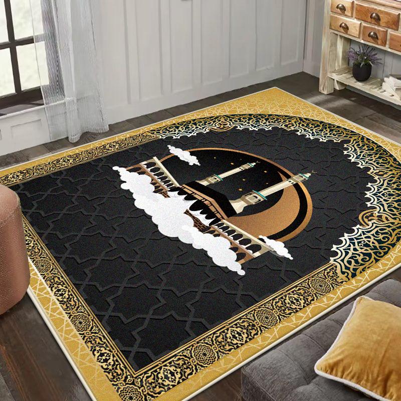 

Ближневосточный резной молитвенный ковер фланелевый нескользящий коврик для молящихся коврик для колен мягкий машинная стирка домашняя гостиная украшение 60*90cm