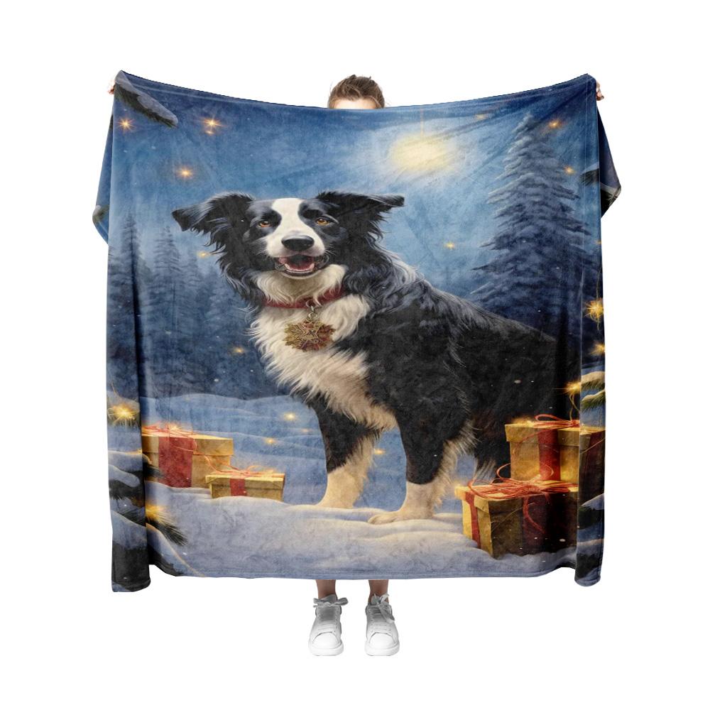 Tuniu Cute Dog Print Fleece Blanket for Sofa Bed Room Warm Winter Gift Idea