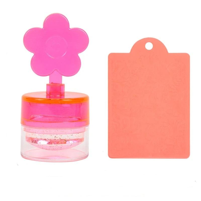 Flower Shape Nail Stamper Set with Clear Silicone Head Manicure Scraper Transfer Templates Kit for Nail Art Stamping