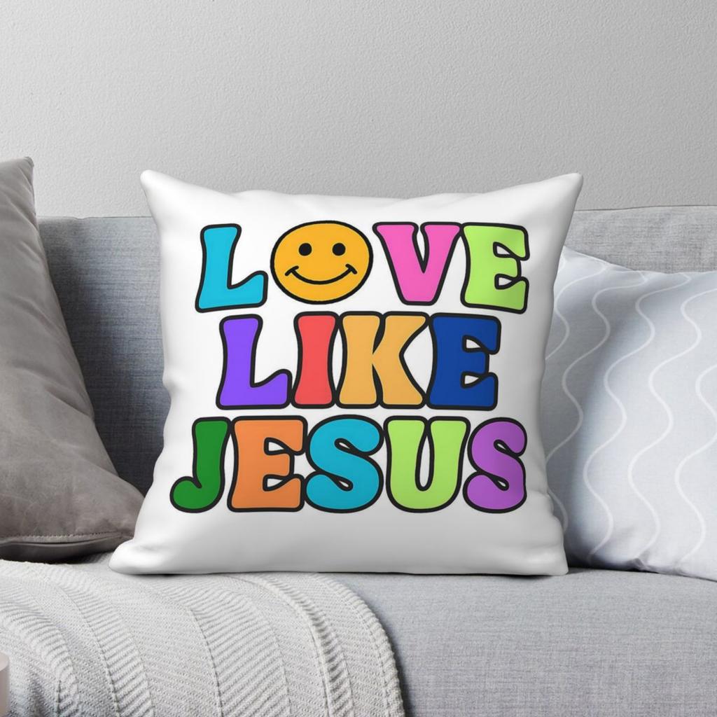 Love Like Jesus Square Pillowcase Polyester Linen Velvet Printed Zip Decor Home Cushion Cover Wholesale