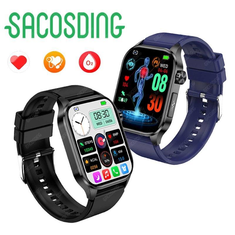 SACOSDING Smart Uhr Frauen Männer Bluetooth Anruf AI Stimme EKG Blutdruck Körper Temperatur Gesundheit Überwachung Smartwatch