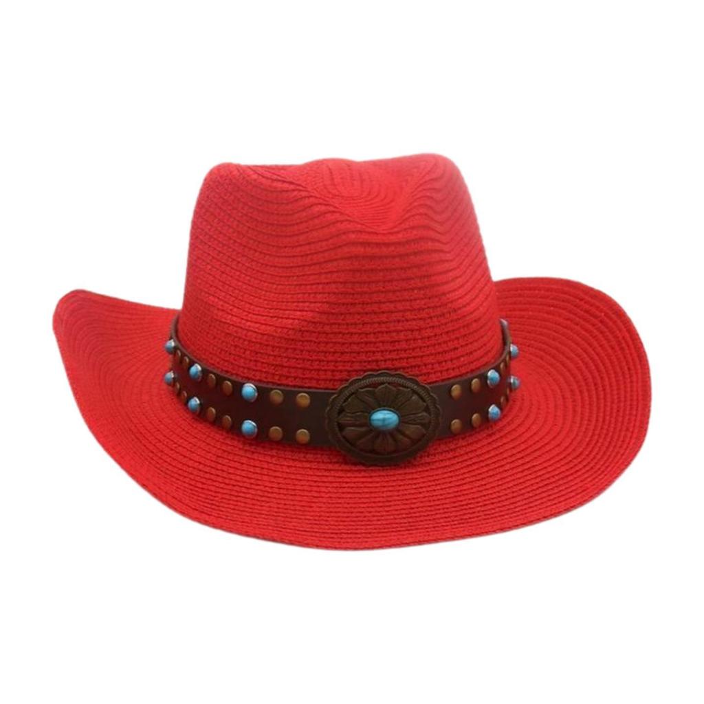 Western Cowboy Hat Famous Wind Beach Travel Straw Hat Hand-Woven Breathable Straw Hat