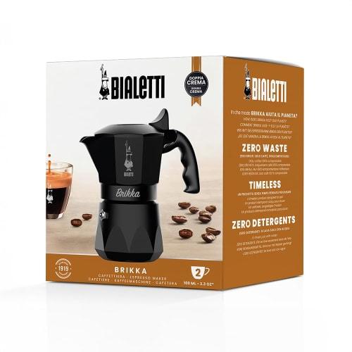 BIALETTI Brikka Black 2-Cup Stovetop Coffee Maker (Espresso Maker/Macchinetta) - Japan Exclusive