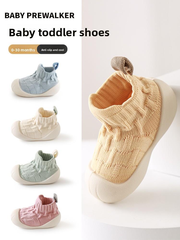 Spring Autumn New Baby Floor Socks Soft Sole Cold Insulation Non-Slip Solid Color Pre-Walker Shoes for Toddler Boys Girls