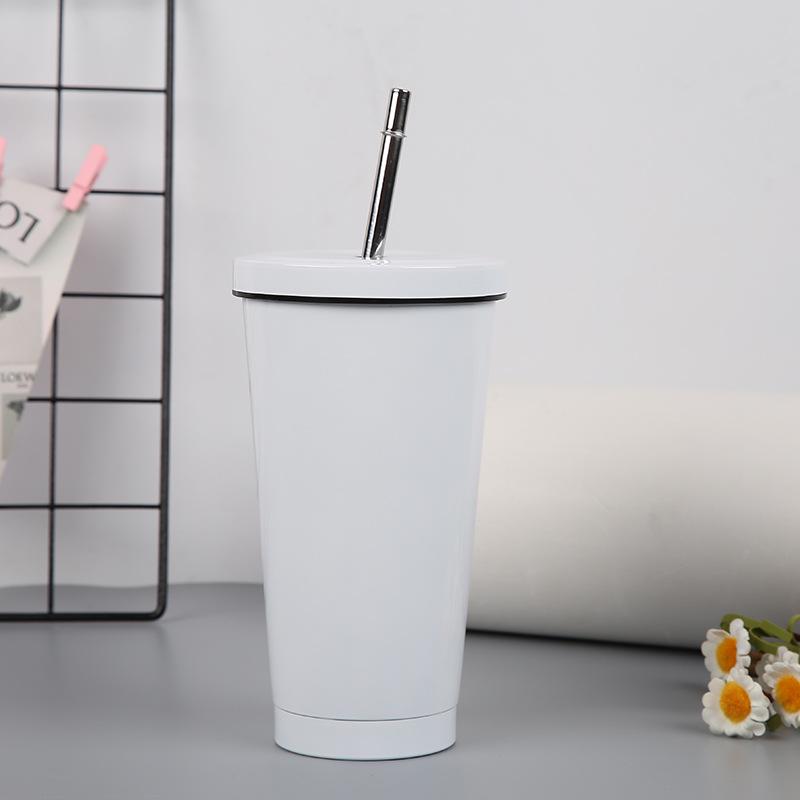 

500 мл изолированная кружка из нержавеющей стали с крышкой и соломой, кофейная кружка, чашка для напитков, дорожная чашка, термос, металлический стакан, стакан для пива, чая 1