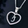 Heart Letters 26 Love Crystal Women Silver Plated Chain Jewelry Necklace