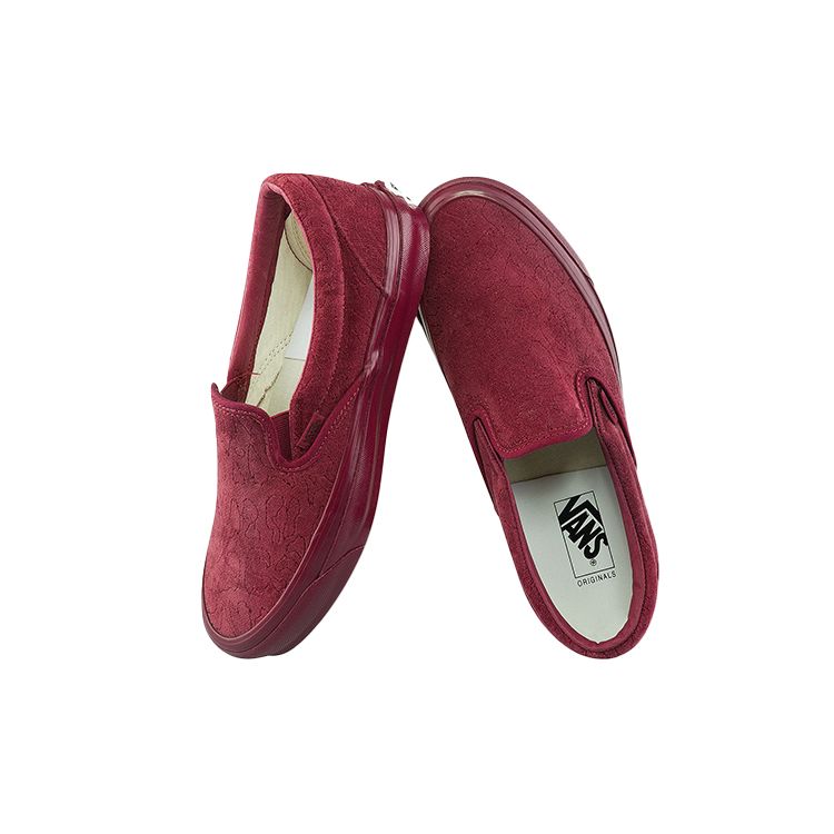 Vans OG Classic Slip-On Sametová výšivka - Leopard Granátové jablko Unisex Tenisky Červené VN0A45JK9RH