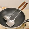 Stainless Steel Spatula Wood Handle Kitchen Stir Fry Spoon New Cooking Spatula  Kitchen Tools