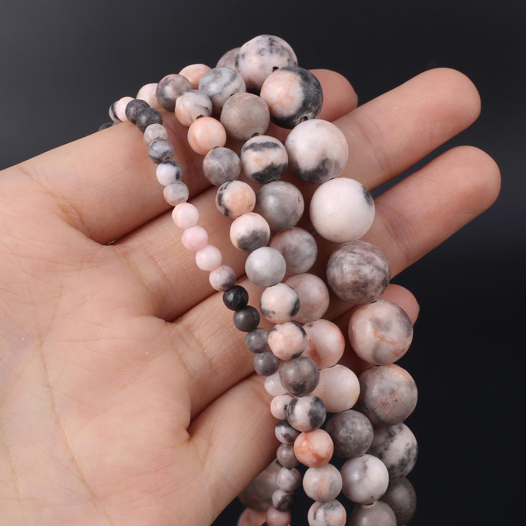 Contas pequenas de pedra natural contas de isolamento de zebra rosa encantos para fazer joias colar pulseira brincos acessório faça você mesmo