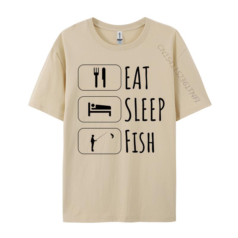 Eat Sleep Fish Repeat Tshirt Hip Hop Fashionable Tops Shirts Adult TShirt Red And Black Graphic T Shirt