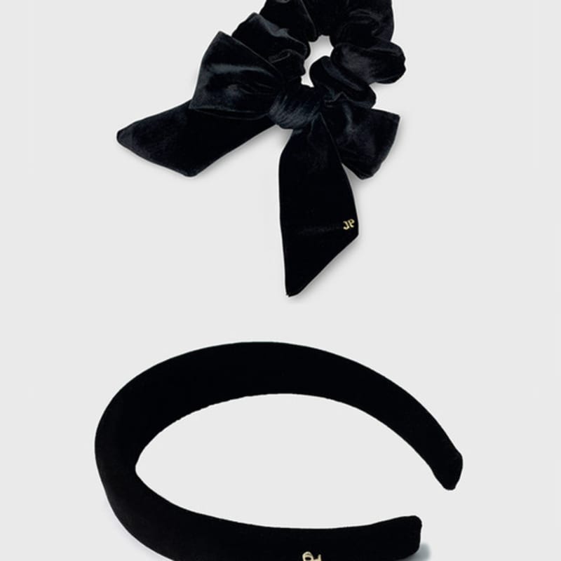 

Jean Paul Clarisse [2SET] Velvet Petite Ribbon Scrunchie + Classic Velvet Hairband BLACK
