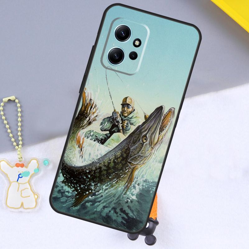 Pike Fish Fishing Bait Case For Xiaomi Redmi Note 13 9 10 11 12 14 15 Pro Plus Cover For Redmi 15 C 14C 10C 12C 13C
