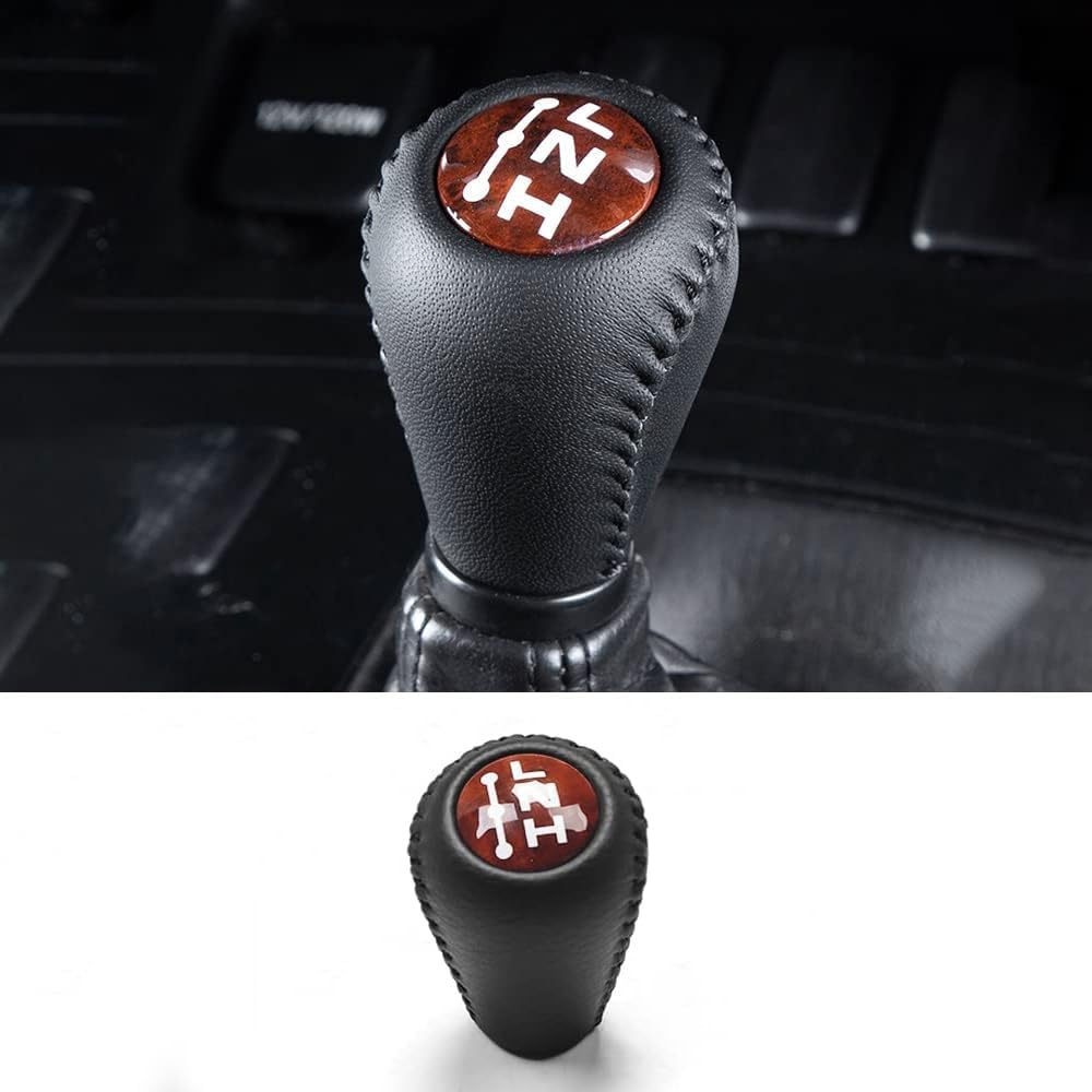 Center Gearbox Shift Knob Head Suitable for 2003-2009 Lexus GX470 | Leather + Peach Wood Grain Shift Lever Interior Upgrade Modification Accessories