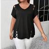 Women V Neck Short Sleeve Top Side Cut Out Design Casual Blouse Multiple Colors