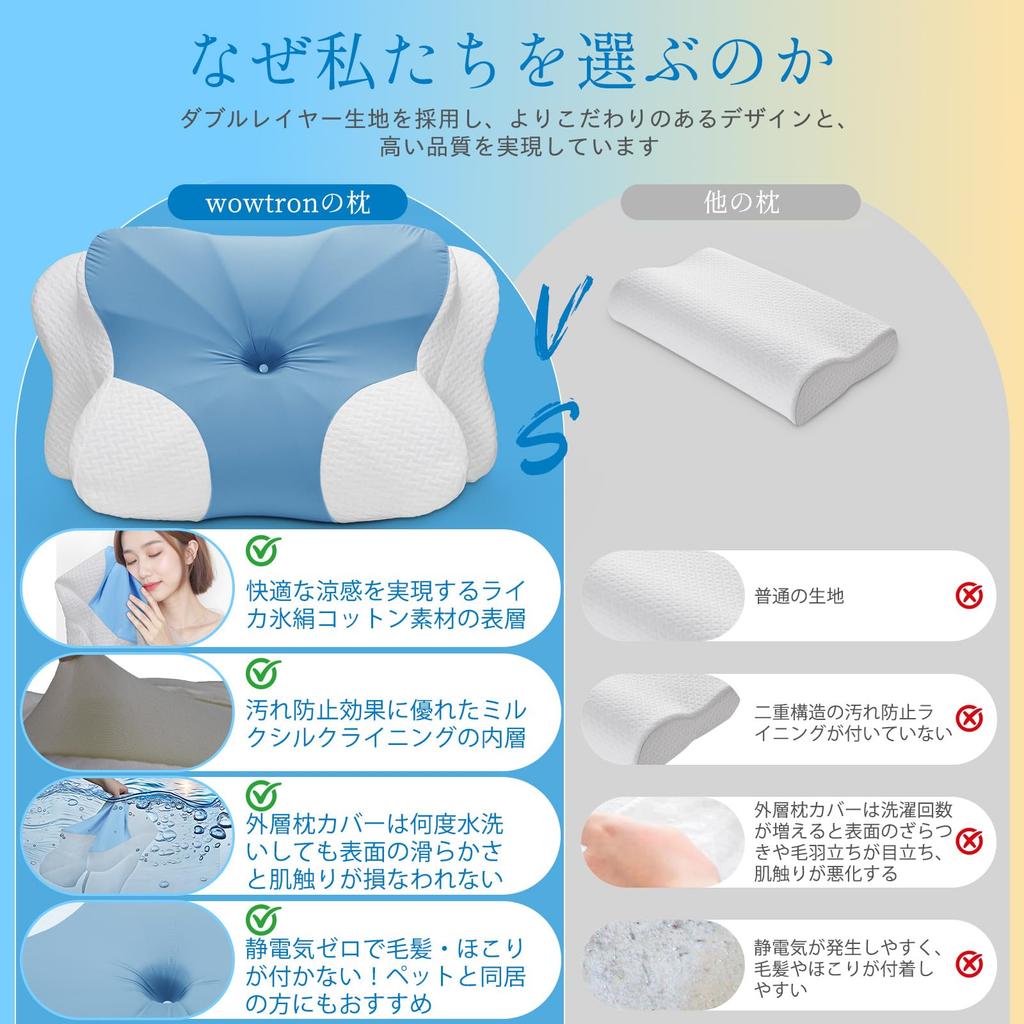 Wowtron Sleep Memory Foam No Neck Specialized for Neck Slow Breathable High Quality Polyurethane Improves 60D Triple Low and High Butterfly Pillow