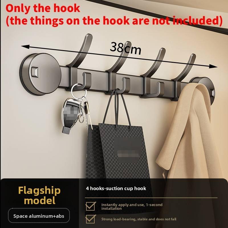 Sucker Wall Mount Hook Rack With Strong Adhesive For Bathroom And Home Storage
