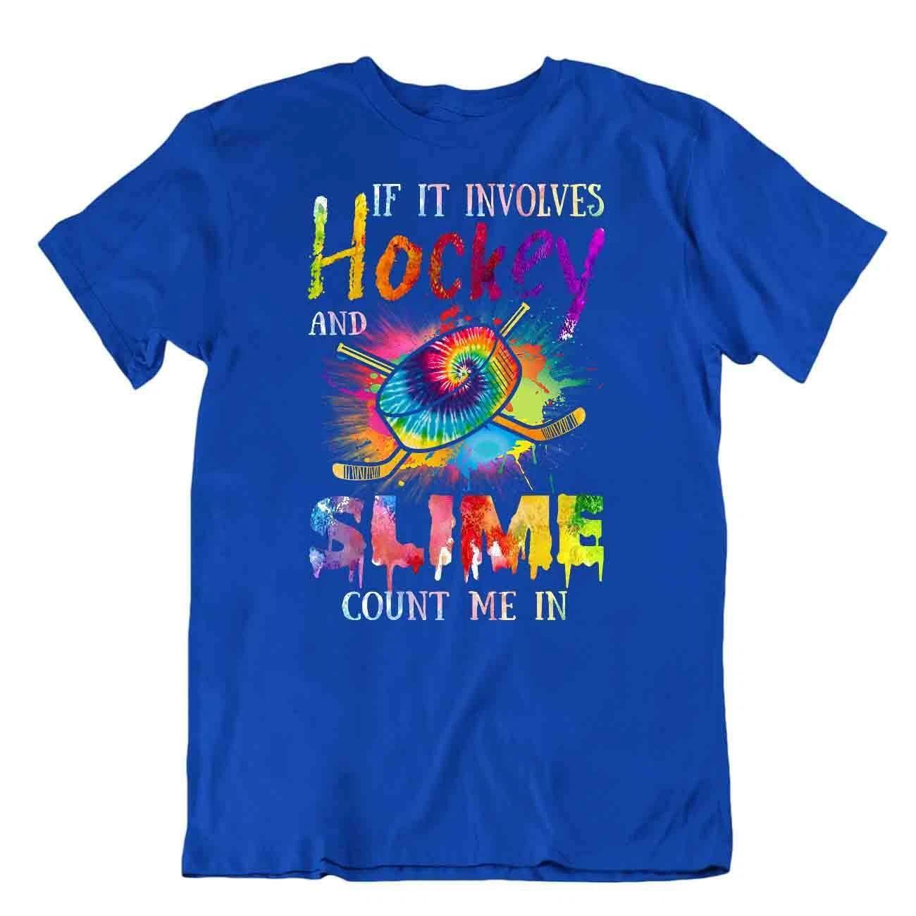 Hockey Sport T-Shirt Tee Gift Cool Vintage Cute Funny Happy Skates Goal Slime M