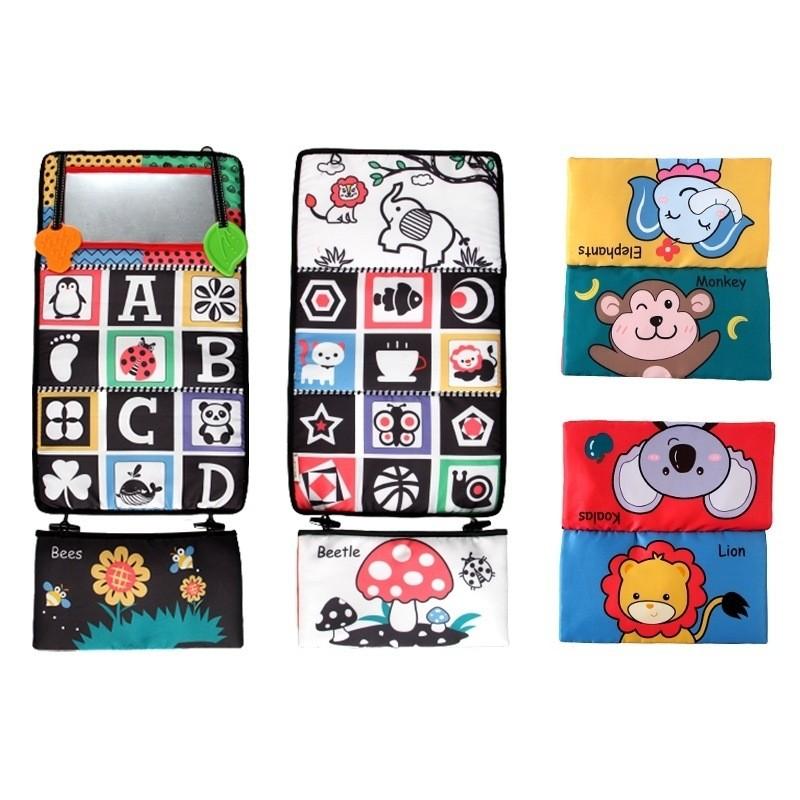 Baby Black White Mirror Cloth Book With Sensory Stimuli For Visual Development And Parent Interaction
