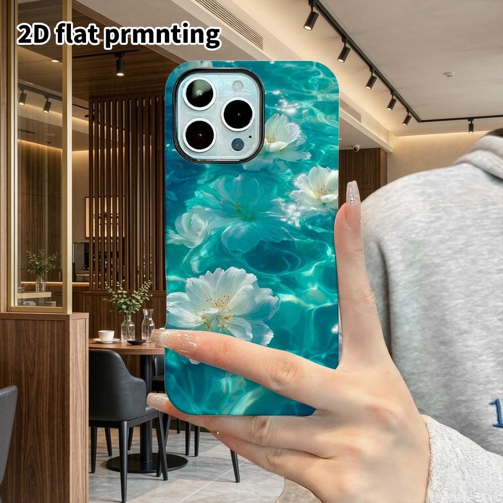 Phone Case: 2D Flat Suitable for iPhone 18 17 16 15 14 13 Pro Film Protective Case, Couple Style, White Flowers, Christmas and Halloween Holiday Gift