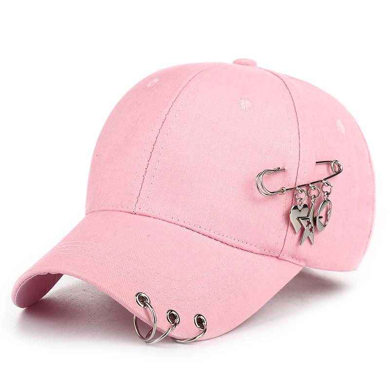 Women's Fashion Three Ring Pins Hip Hop Baseball Hat Star Pendant Dress Summer Sunshade Hat Street Dance Hat Sports Caps