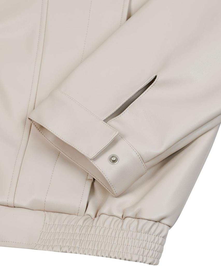 Erreurstandard 87-Stan149 Veste en Cuir à Patte Pesante Ivoire